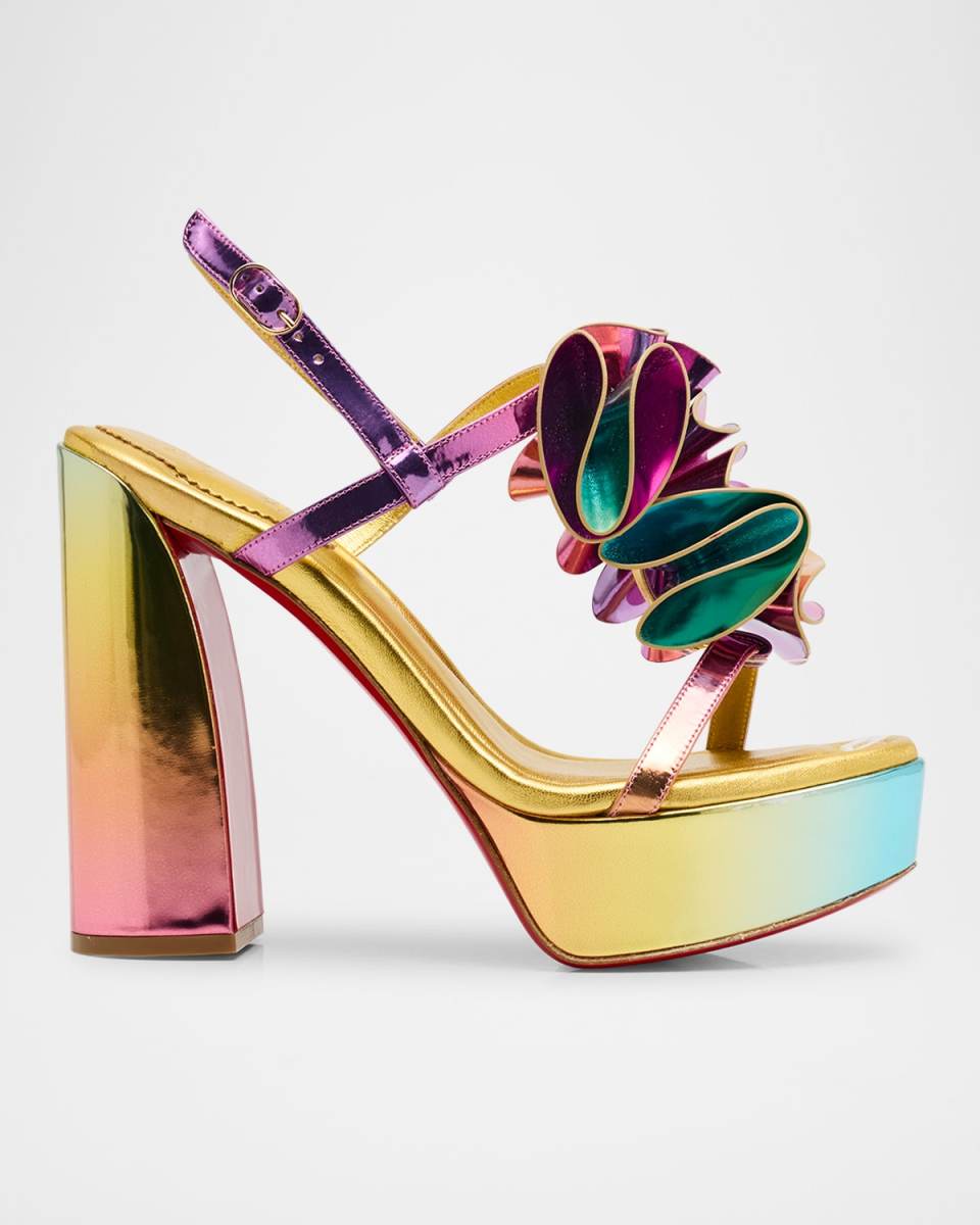 Venissima Jane Ruffle Red Sole Platform Sandals